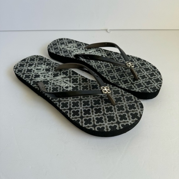 Brighton Flip Flops Thong Sandals Black & White Summer Shoes EUC Womens 8 - Picture 2 of 9